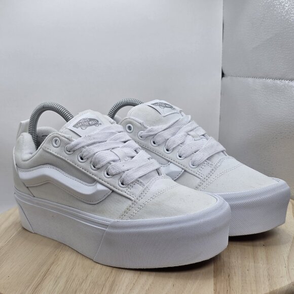 Womens Size 8.5-Vans Knu School Stack Skate Platform White Shoes Sneakers 721356 - Picture 5 of 8